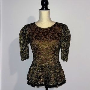 Bcbg  puff sleeve gold top